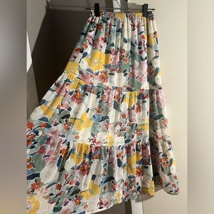 Melloday tiered floral maxi skirt